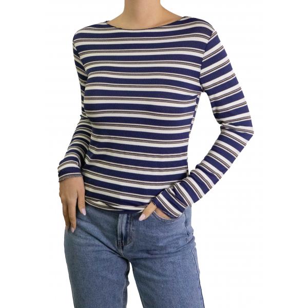 maglia a righe con scollo a barca 